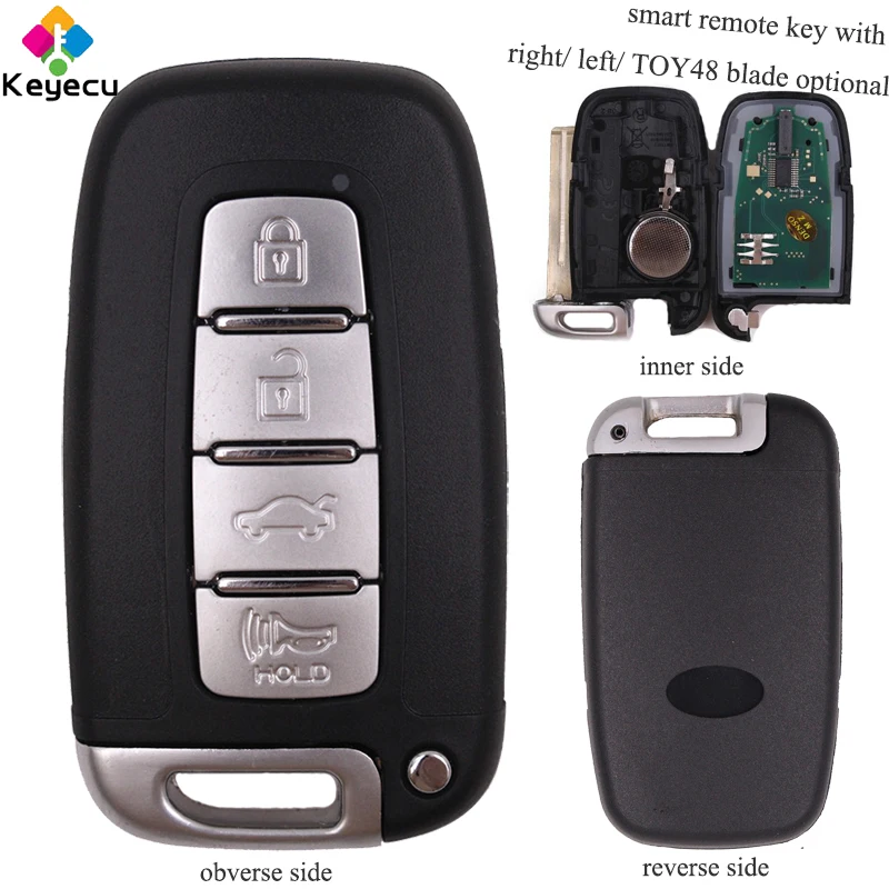 KEYECU Replacement Smart Remote Car Key - 4 Buttons & 433MHz & ID46 Chip & Right/ Left/ TOY48 Blade - FOB for Hyundai I30 IX35..
KEYECU Replacement Smart Remote Car Key - 4 Buttons & 433MHz & ID46 Chip & Right/ Left/ TOY48 Blade - FOB for Hyundai I30 IX35..