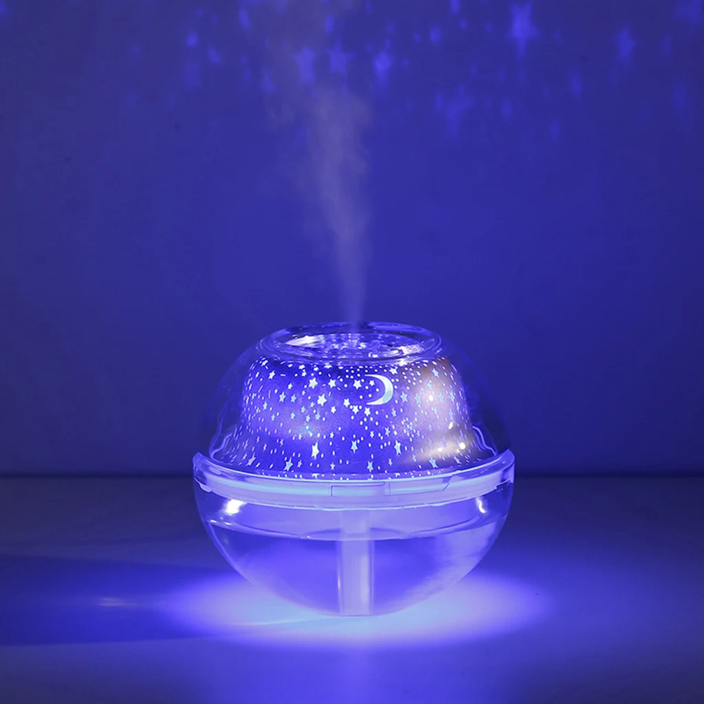 500ml Mini Crystal USB Air Mist Humidifier Purifier Essential Oil Aroma Diffuser Freshener with Star Moon Projection Night Light