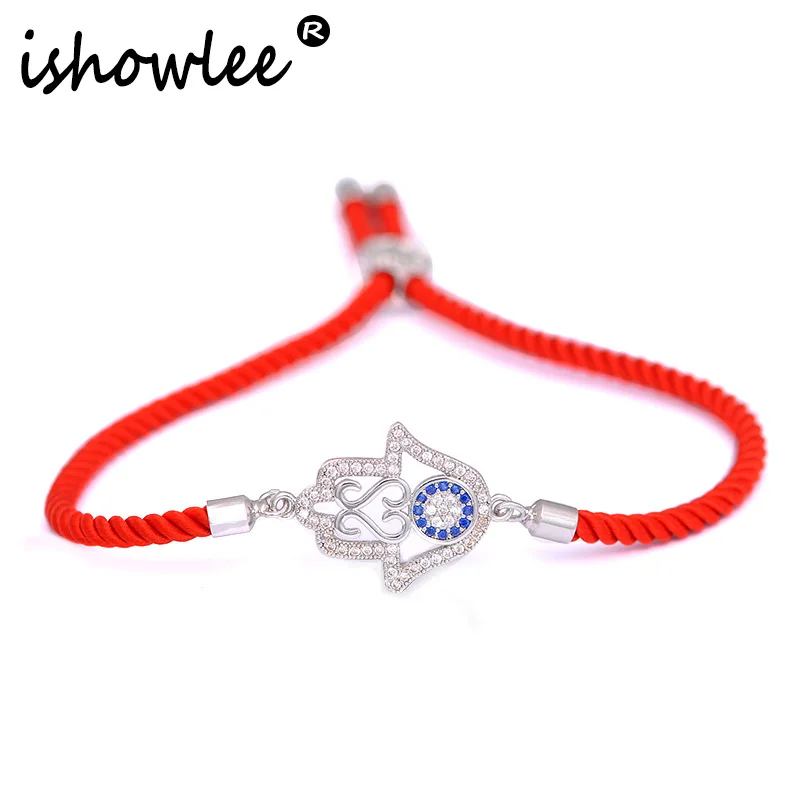 ISHOWLEE Hamsa Hand Bracelets for Women or Man Adjustable Pave Setting CZ Zirconia Red Thread Lucky Charm Bracelet Jewelry sla23
ISHOWLEE Hamsa Hand Bracelets for Women or Man Adjustable Pave Setting CZ Zirconia Red Thread Lucky Charm Bracelet Jewelry sla23