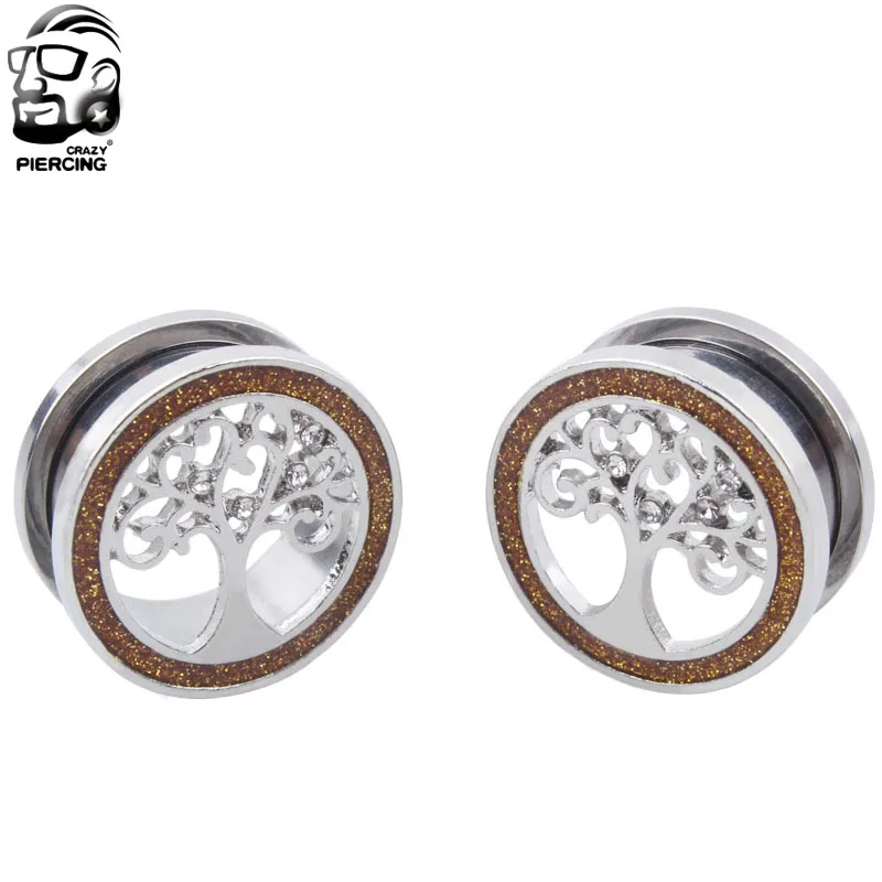 Rose Oro Tornillo Acero Inoxidable Oreja calibres carne túneles enchufe Camilla Expansor