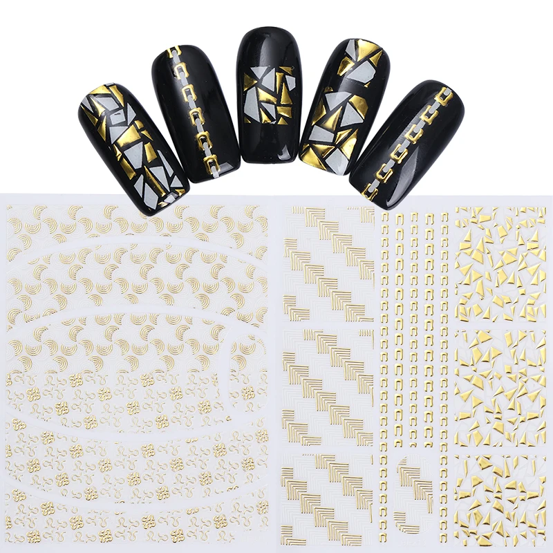 1 Sheet Gold Metal 3D Nail Sticker Geometric Stripe White Flower Manicure Adhesive Transfer Sticker Nail Art Decoration
1 Sheet Gold Metal 3D Nail Sticker Geometric Stripe White Flower Manicure Adhesive Transfer Sticker Nail Art Decoration