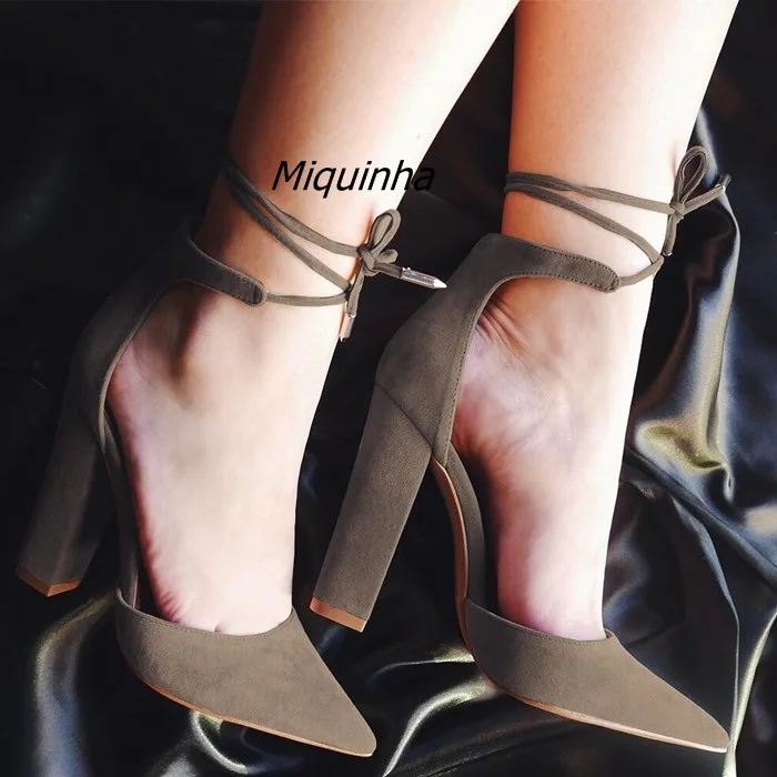 Stylish Cut-out Block Heel Lace Up Heels Women Pretty Black Suede Pointy Chunky Heel Pumps Concise Style Plain Dress Shoes Hot
Stylish Cut-out Block Heel Lace Up Heels Women Pretty Black Suede Pointy Chunky Heel Pumps Concise Style Plain Dress Shoes Hot