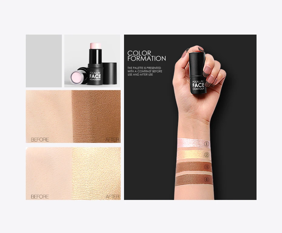 FOCALLURE Highlighter Pen Face Concealer Contouring Bronzer Brighten 3D Contour Makeup Glow Highlighter Stick FOCALLURE Highlighter Pen Face Concealer Contouring Bronzer Brighten 3D Contour Makeup Glow Highlighter Stick
