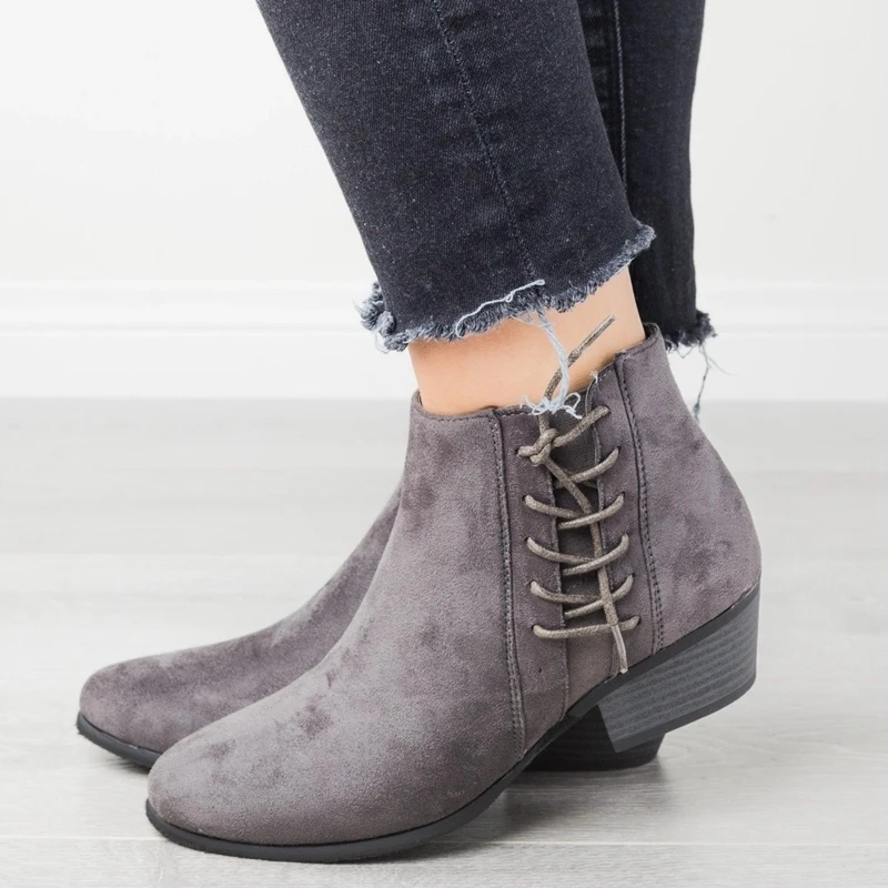 Women's Lace Up Boots Zapatos De Mujer Ankle Heels Slip-On Short Boots Women Ankle Solid Color Low Heel Shoes
Women's Lace Up Boots Zapatos De Mujer Ankle Heels Slip-On Short Boots Women Ankle Solid Color Low Heel Shoes