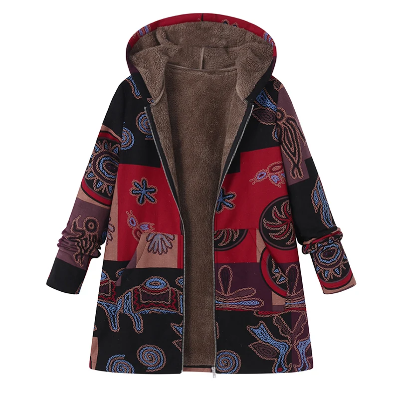 2018 Plus Size Winter Fashion Long Sleeve Basic Outerwear Women Retro Hooded Ethnic Printed Faux Fluffy Warm Thicken Coat
2018 Plus Size Winter Fashion Long Sleeve Basic Outerwear Women Retro Hooded Ethnic Printed Faux Fluffy Warm Thicken Coat
