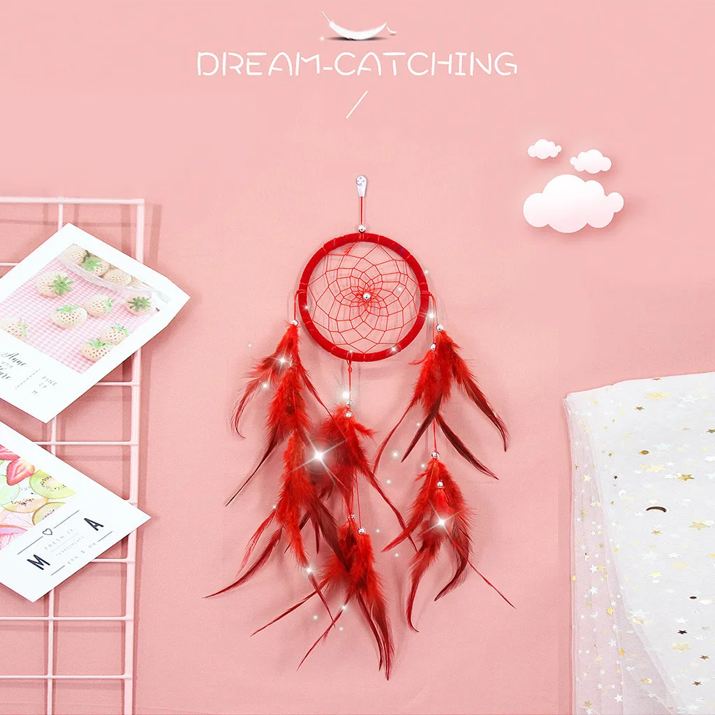 Girl Heart Dream Handmade Dreamcatcher Feathers Night Light Wall Hanging Room Home Decor Lace Ribbons Feathers Wrapped Light Hot
Girl Heart Dream Handmade Dreamcatcher Feathers Night Light Wall Hanging Room Home Decor Lace Ribbons Feathers Wrapped Light Hot