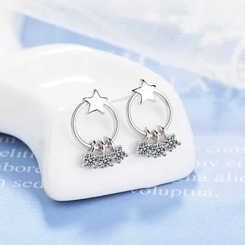 Korean 925 Sterling Silver Earring For Women Round Star Zircon Tassel Earring Fashion Jewerly Aretes De Mujer Oorbellen
Korean 925 Sterling Silver Earring For Women Round Star Zircon Tassel Earring Fashion Jewerly Aretes De Mujer Oorbellen