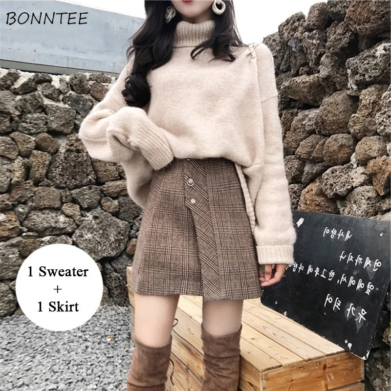 Women Sets Turtleneck Solid Simple Soft Warm All-match Korean Style Leisure Daily Clothing Womens Short Skirt Retro Elegant Set
Women Sets Turtleneck Solid Simple Soft Warm All-match Korean Style Leisure Daily Clothing Womens Short Skirt Retro Elegant Set
