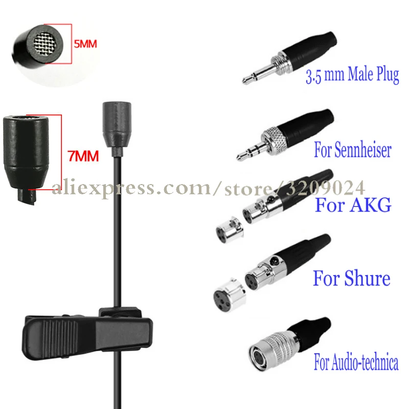Всенаправленный конденсаторный петличный микрофон для Shure Audio Technica Sennheiser MiPro