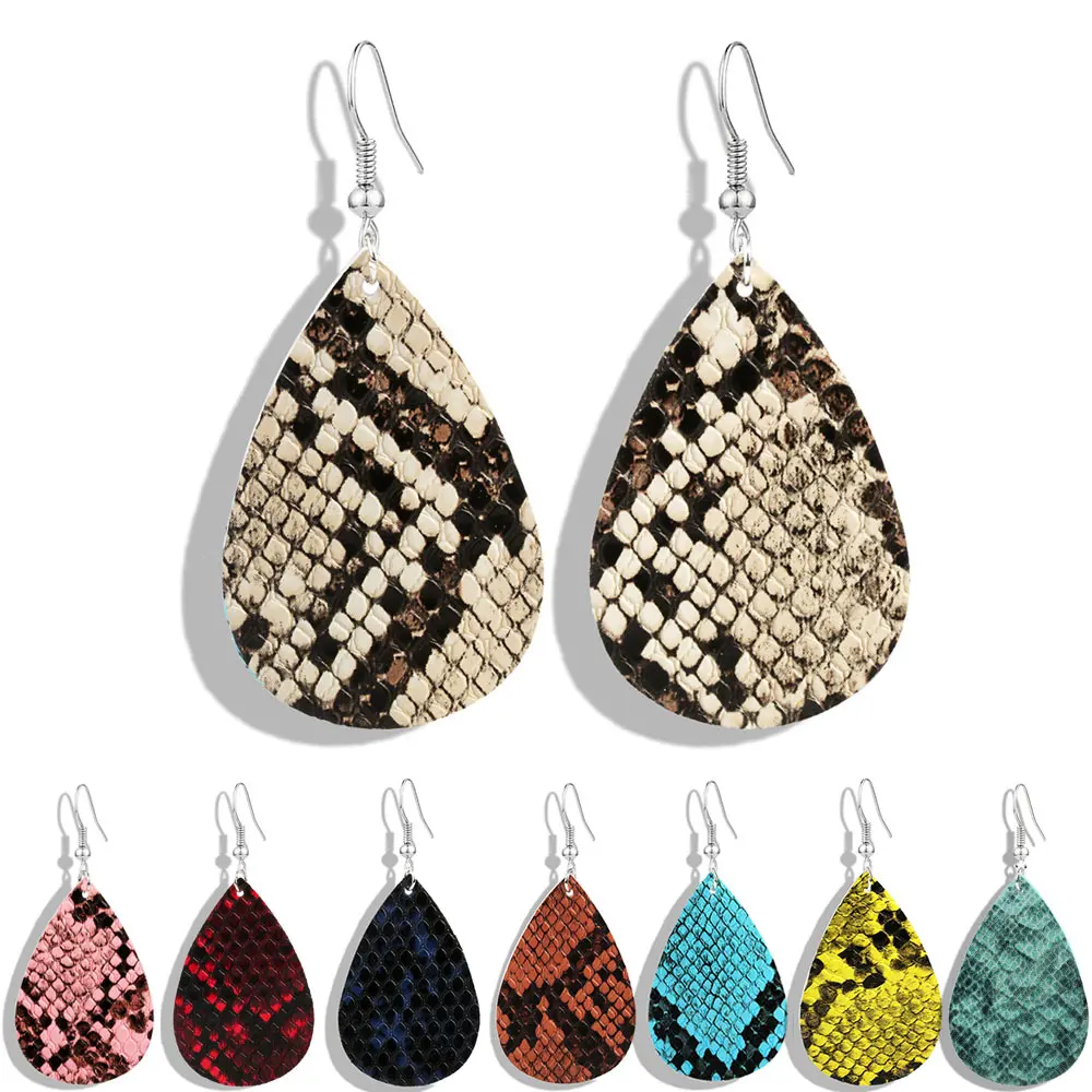 New Fashion Light Weight Snake Print Leather Earrings for Women Water Drop Ladies Girl 8 Color Snake Tattoo Earring 2019 Jewelry
New Fashion Light Weight Snake Print Leather Earrings for Women Water Drop Ladies Girl 8 Color Snake Tattoo Earring 2019 Jewelry