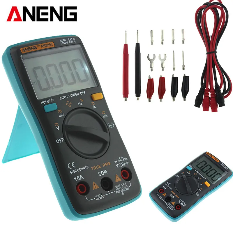 ANENG AN8002 Portable LCD Digital Multimeter 6000 Counts Backlight AC/DC Ammeter Voltmeter Ohm Meter
ANENG AN8002 Portable LCD Digital Multimeter 6000 Counts Backlight AC/DC Ammeter Voltmeter Ohm Meter