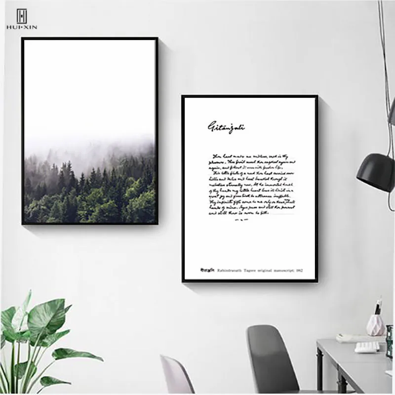 Nordic Decorative Canvas Posters Painting Of Thick Lush Wood Hide The Fog Tagore's Manuscript In White Background For Room Decor
Nordic Decorative Canvas Posters Painting Of Thick Lush Wood Hide The Fog Tagore's Manuscript In White Background For Room Decor