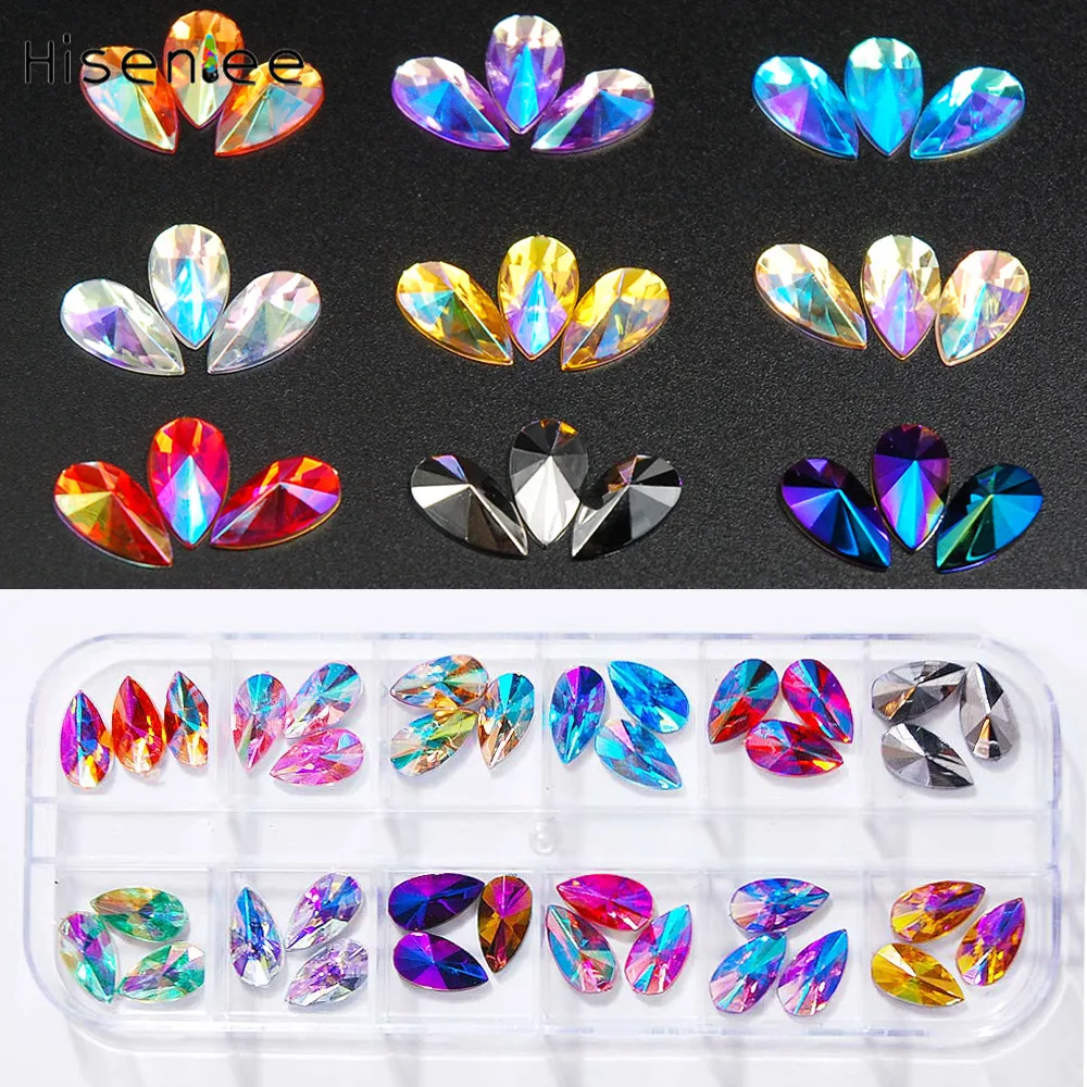 36pcs Tear Drop/Water Drop Shape Designs Nail Art Rhinestones Crystal Stones 12 Color 8x13mm Glitter Flatback DIY Jewelry Decor
36pcs Tear Drop/Water Drop Shape Designs Nail Art Rhinestones Crystal Stones 12 Color 8x13mm Glitter Flatback DIY Jewelry Decor