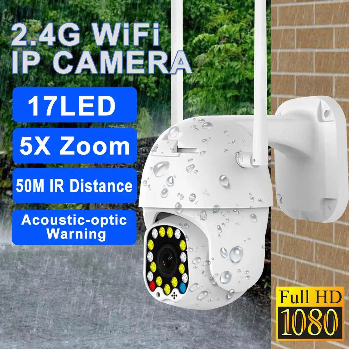 2.0MP HD 1080P 5X Zoom PTZ Outdoor IP Pan Tilt IR Outdoor Camera Network Security Camera Night Vision with 17 LED
2.0MP HD 1080P 5X Zoom PTZ Outdoor IP Pan Tilt IR Outdoor Camera Network Security Camera Night Vision with 17 LED
