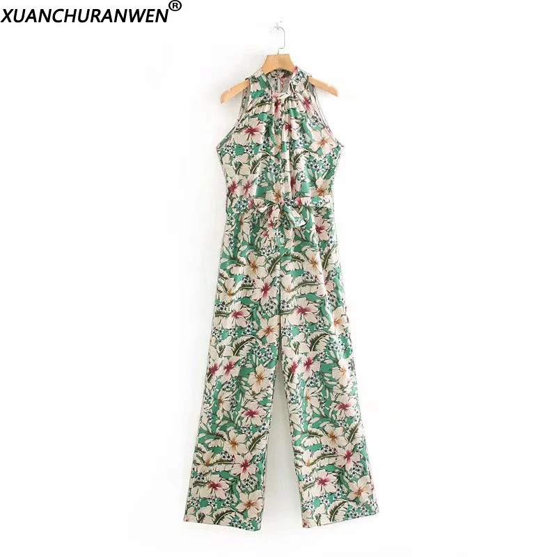 Wonen Floral Long Pants Jumpsuits Summer Sleeveless Halter High Waist With Belt Printed Slim Rompers Trousers NX8888
Wonen Floral Long Pants Jumpsuits Summer Sleeveless Halter High Waist With Belt Printed Slim Rompers Trousers NX8888