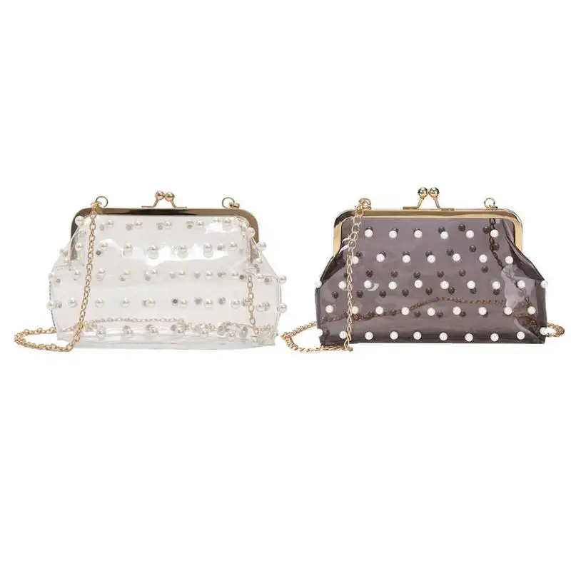 Luxury Pearls Women PVC Clutch Evening Chain Shoulder Bags Girls Fashion Messenger Handbags Casual Transparent Crossbody
Luxury Pearls Women PVC Clutch Evening Chain Shoulder Bags Girls Fashion Messenger Handbags Casual Transparent Crossbody