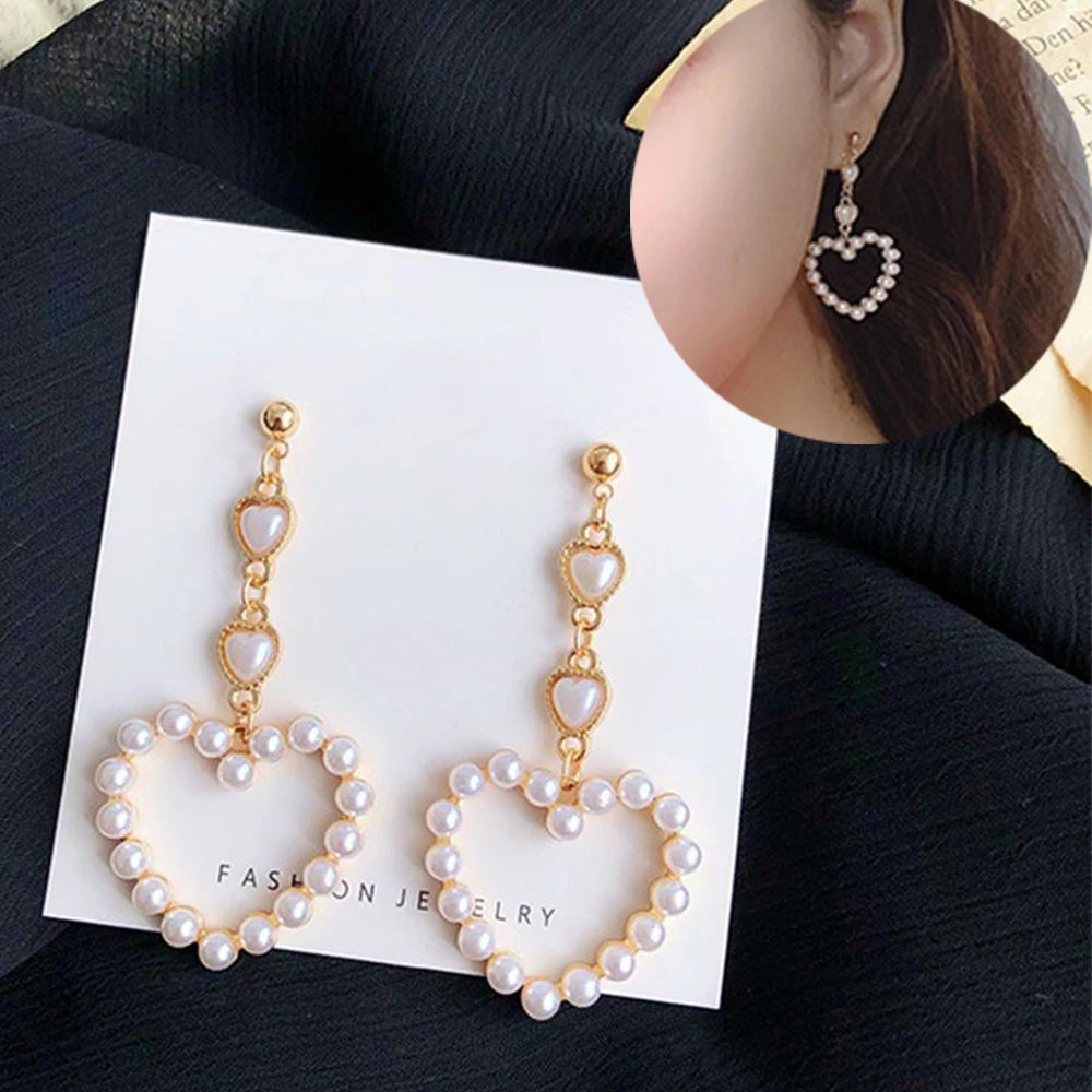 Fashion Woman Dangle Earrings Heart Pearl Earrings for women Sweet Elegant Earrings Party Wedding Jewelry Accessories
Fashion Woman Dangle Earrings Heart Pearl Earrings for women Sweet Elegant Earrings Party Wedding Jewelry Accessories
