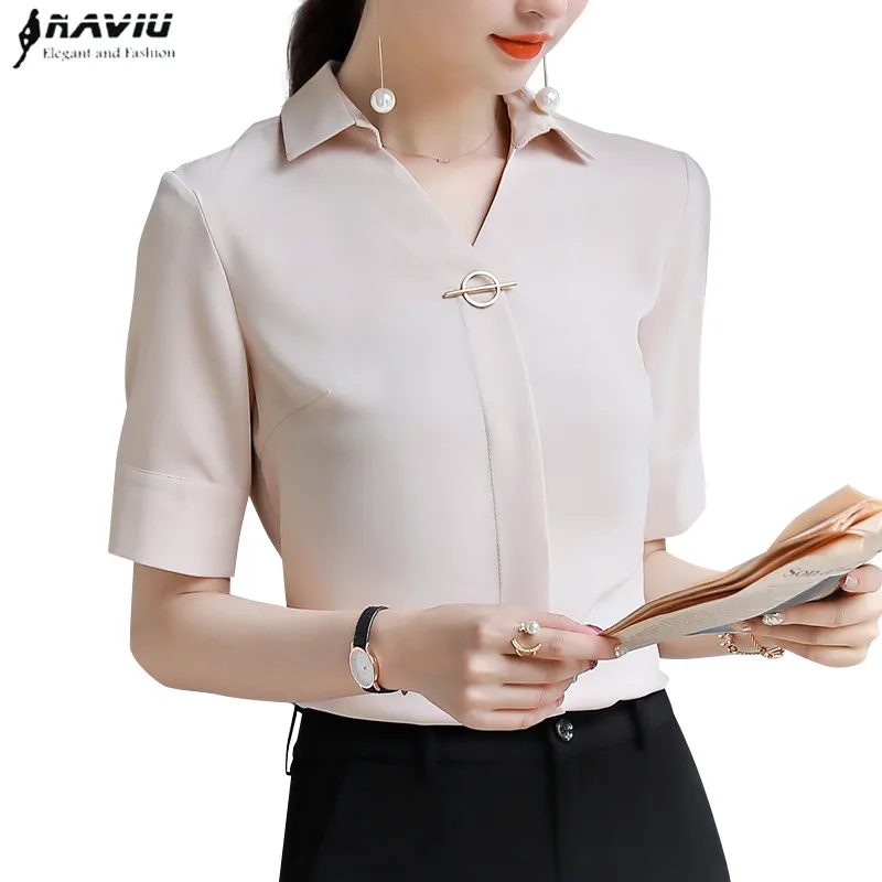 Naviu 2019 New Fashion high quality V Neck womens half sleeve office blouse white shirt plus size workwear
Naviu 2019 New Fashion high quality V Neck womens half sleeve office blouse white shirt plus size workwear