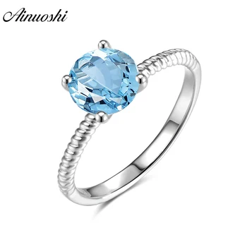AINUOSHI Natural Blue Topaz Ring Engagement Wedding Ring 1.25ct Gem Round Cut Solitaire Ring Pure 925 Silver Rope Ring Jewelry 
AINUOSHI Natural Blue Topaz Ring Engagement Wedding Ring 1.25ct Gem Round Cut Solitaire Ring Pure 925 Silver Rope Ring Jewelry