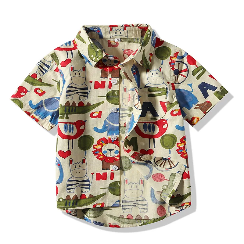 Summer Baby Boy Shirt Fashion Cotton Toddler Blouse Short Sleeve Newborn Tops Print Turn-down Collar Animal Children Clothes 
Summer Baby Boy Shirt Fashion Cotton Toddler Blouse Short Sleeve Newborn Tops Print Turn-down Collar Animal Children Clothes