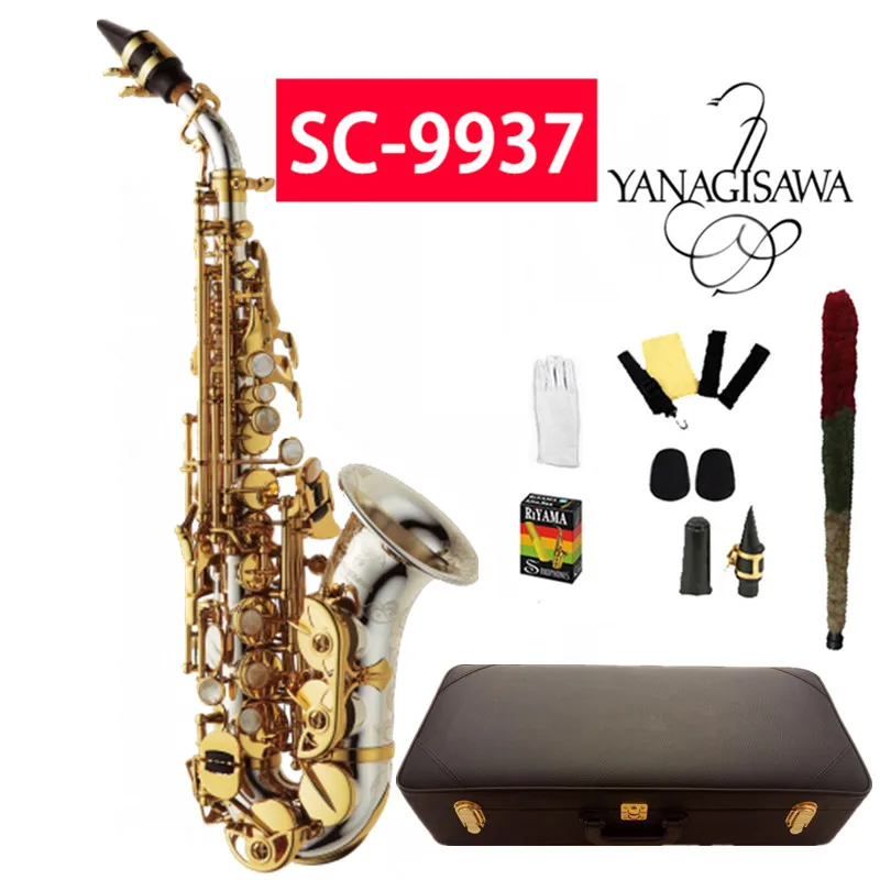 

YANAGISAWA Curved Soprano Saxophone SC-9937 B Silvering Golden key Brass Soprano Sax Professional musical instrument With case