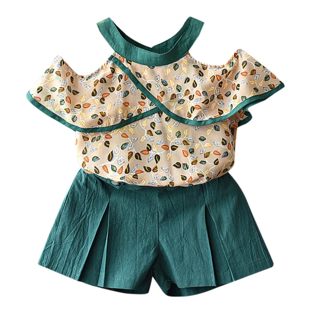 Cotton Summer Fashion Children Sets For Girls O-neck Short Sleeve Casual Leaves Print Clothes +Solid Shorts Kid Girls Outfits
Cotton Summer Fashion Children Sets For Girls O-neck Short Sleeve Casual Leaves Print Clothes +Solid Shorts Kid Girls Outfits