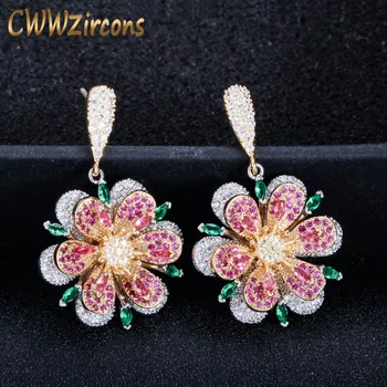 CWWZircons 3D Geometric Design Rose Red and Green Emerald Crystal Luxury Brand 925 Silver Flower Drop Earrings for Women CZ445
CWWZircons 3D Geometric Design Rose Red and Green Emerald Crystal Luxury Brand 925 Silver Flower Drop Earrings for Women CZ445