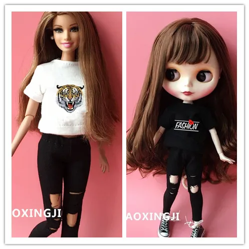 2pcs/set Cool 1/6 fashion blyth Doll Clothing Casual T-shirt + jeans for pullip 30cm Blyth outfit Doll Accessories For Barbi
2pcs/set Cool 1/6 fashion blyth Doll Clothing Casual T-shirt + jeans for pullip 30cm Blyth outfit Doll Accessories For Barbi