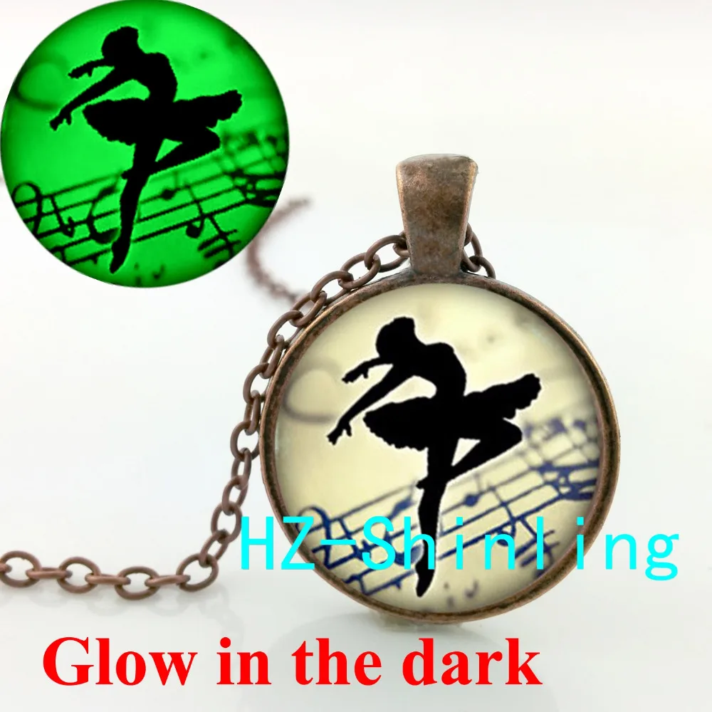Image Glow Pendant Ballerina Dancing Necklace Ballerina Dancing Glowing Jewelry Glass Dome Pendant Dance Teacher Gifts