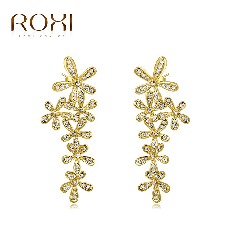 ROXI Vacation Delicate Large Zircon Earrings Gift Girlfriend Handmade Fashionable Yellow Gold Color Flower Jacket Earrings
ROXI Vacation Delicate Large Zircon Earrings Gift Girlfriend Handmade Fashionable Yellow Gold Color Flower Jacket Earrings