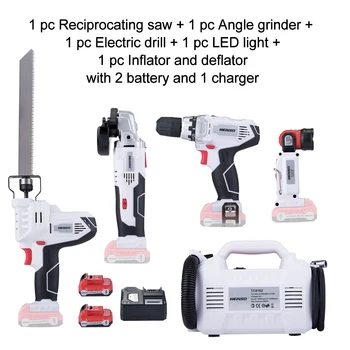 Keinso 12V Angle grinder Electric drill LED light Inflator and deflator Electric Saw with two lithium battery and one charger
Keinso 12V Angle grinder Electric drill LED light Inflator and deflator Electric Saw with two lithium battery and one charger