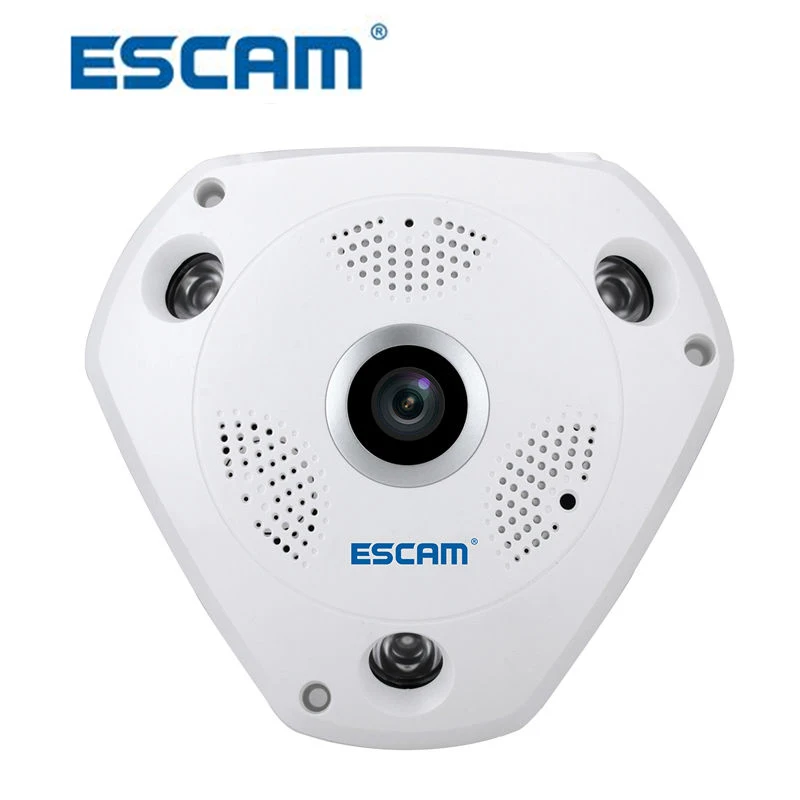 ESCAM Акула QP180 безопасности Камера 360 градусов панорамный Fisheyes двухстороннее аудио