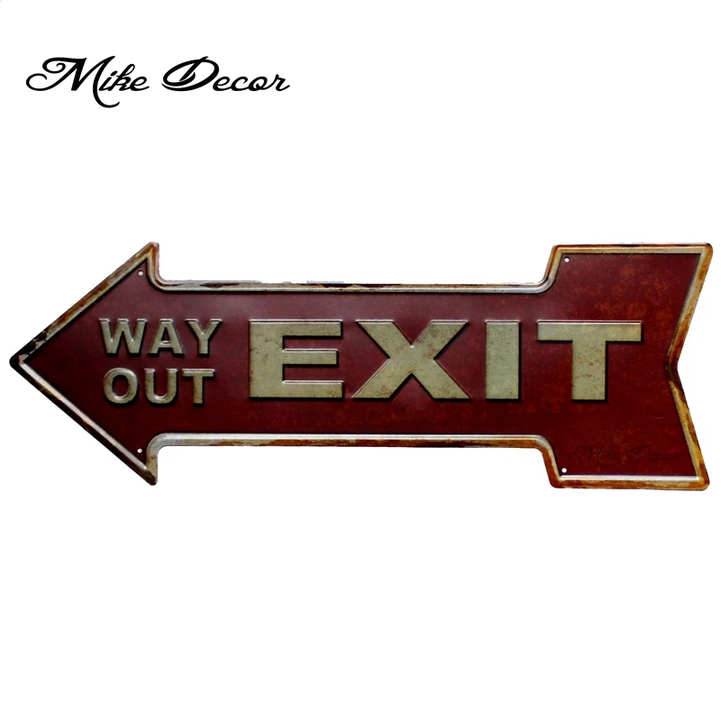 

[ Mike Decor ] WAY OUT EXIT Vintage Classic Arrow painting Retro Gift Craft Irregular sign Bar decor YC-613 Mix order