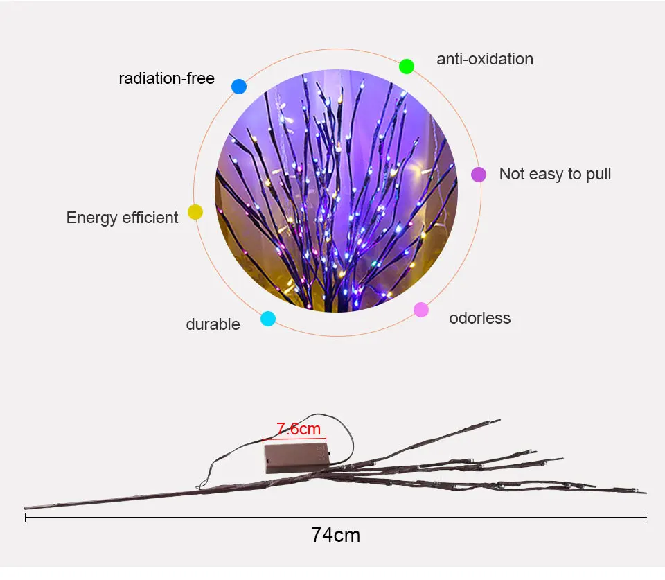 20 LEDs Table Decor Twig Lights 5 Colors (2)