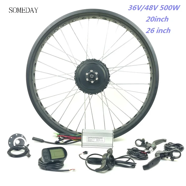 

SOMEDAY EBIKE fat tire front 20 26 inch gear hub motor 36V/48V500W electric bicycle snow bike with LCD5 display
