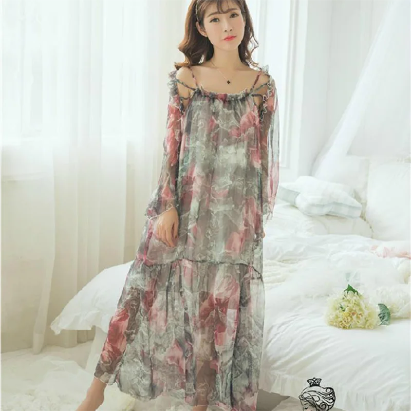 Female Floral Printing Nightdress Soft Lace Ankle Length Long Home Dress For Sleeping Thin Summer Pajamas Nightgown Sleepwear
Female Floral Printing Nightdress Soft Lace Ankle Length Long Home Dress For Sleeping Thin Summer Pajamas Nightgown Sleepwear
