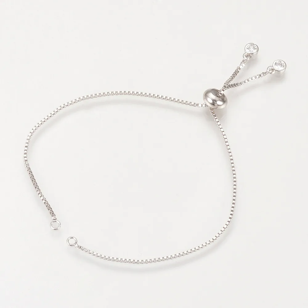 Brass Adjustable Bracelet Making with Cubic Zirconia Slide Extender Chains Long Lasting Plated Drawstring type 9.4"(24cm); 1.5mm
Brass Adjustable Bracelet Making with Cubic Zirconia Slide Extender Chains Long Lasting Plated Drawstring type 9.4"(24cm); 1.5mm