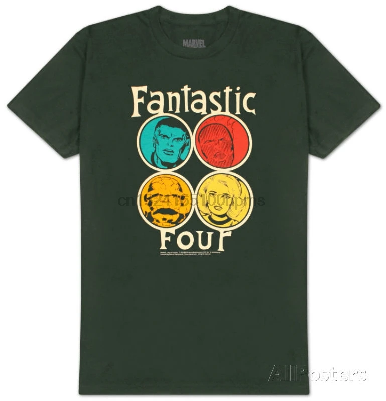 Fantastic Four - Circle Portraits Apparel T-Shirt - Charcoal