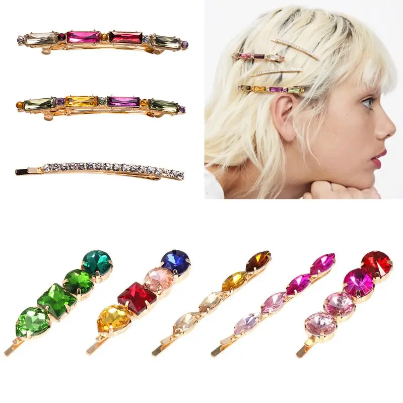 Ladies Luxury Colored Jewelry One Word Hairpin Imitation Diamond Metal Alloy Spring Hairgrip Side Bangs Styling Hair Accessories
Ladies Luxury Colored Jewelry One Word Hairpin Imitation Diamond Metal Alloy Spring Hairgrip Side Bangs Styling Hair Accessories