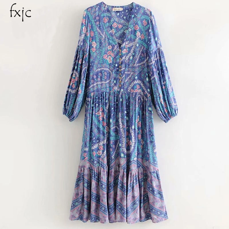 2019 Women's Long Sleeve Sexy V-neck Print Dress Bohemian Holiday Long Slim High Waist Dress M687
2019 Women's Long Sleeve Sexy V-neck Print Dress Bohemian Holiday Long Slim High Waist Dress M687