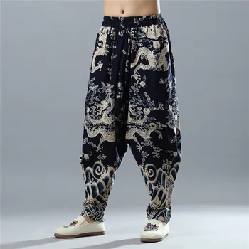 India Nepal Loose Linen Pants China Dragon Pattern Cotton Linen Trousers Men Soft Natural Flax Pants Elastic Waist Comfortable
India Nepal Loose Linen Pants China Dragon Pattern Cotton Linen Trousers Men Soft Natural Flax Pants Elastic Waist Comfortable