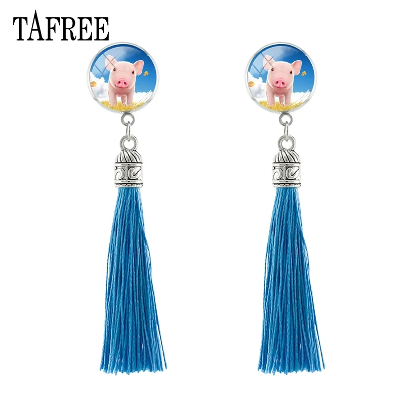 TAFREE Pigs animal Stud Earrings Classical Fringed Blue Tassel Earrings Fashion Statement Women Accessories Jewelry QF731
TAFREE Pigs animal Stud Earrings Classical Fringed Blue Tassel Earrings Fashion Statement Women Accessories Jewelry QF731