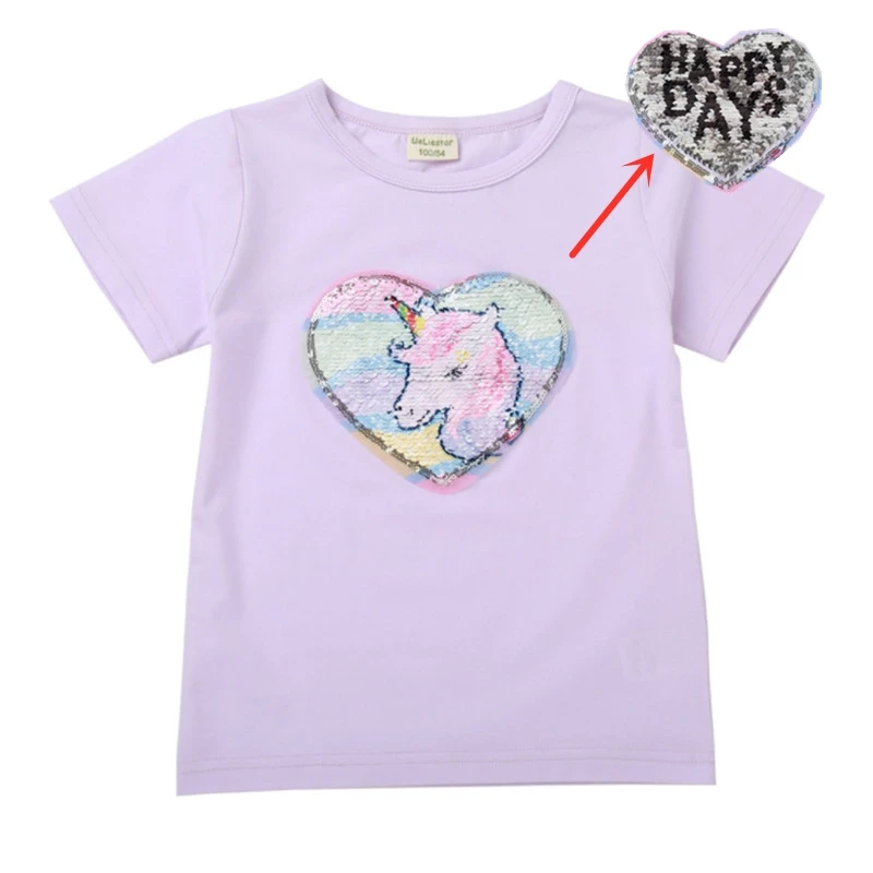 summer cute change face color magic discoloration girl T-shirts sequin love unicorn paillettes t shirt for girls gifts 2-8 years
summer cute change face color magic discoloration girl T-shirts sequin love unicorn paillettes t shirt for girls gifts 2-8 years