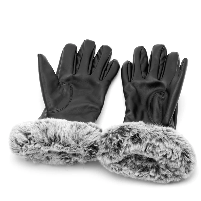 Women Touch Screen Black Leather Gloves Winter Autumn Warm Rabbit Fur Mittens
Women Touch Screen Black Leather Gloves Winter Autumn Warm Rabbit Fur Mittens