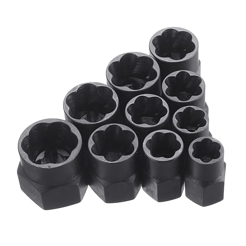 10pcs/Set Damaged Bolts Nuts Screws Remover Extractor Removal Tools Set Threading Tool Kit Black Nuts With 2 Styles
10pcs/Set Damaged Bolts Nuts Screws Remover Extractor Removal Tools Set Threading Tool Kit Black Nuts With 2 Styles