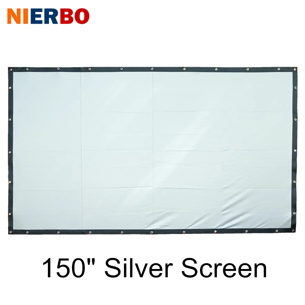 

NIERBO 150 Inch Home Theater Screen Silver 3D Projection Metal Fast Fold Portable Wall Mountable Large Size Cinema Beamer