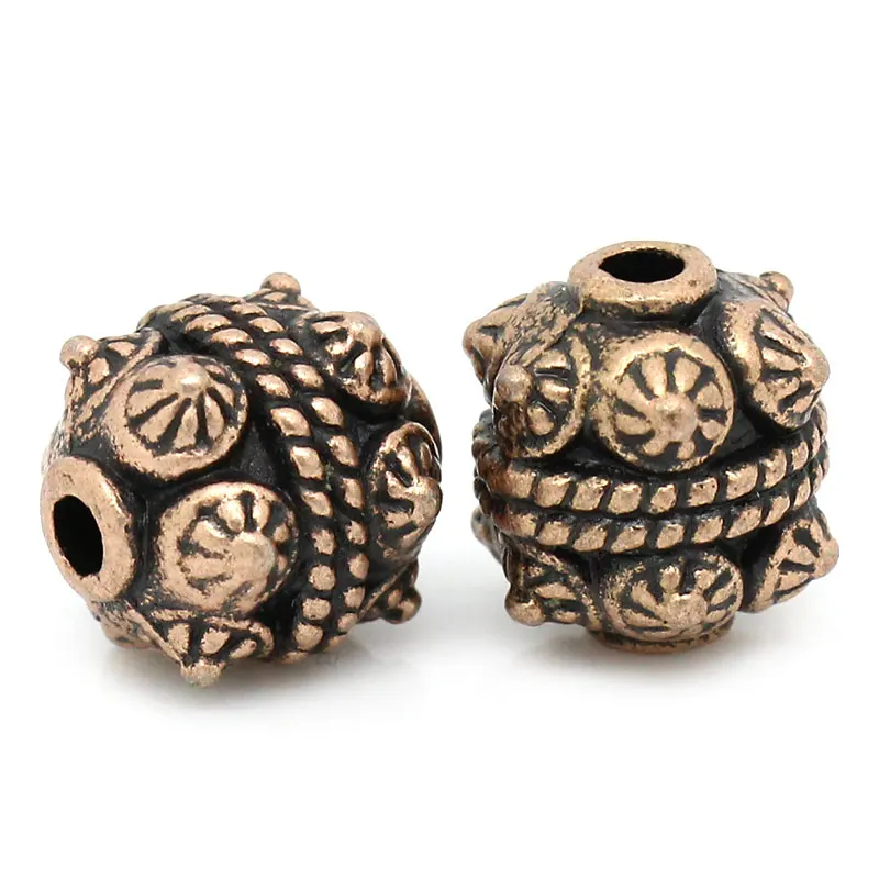 

DoreenBeads Zinc metal alloy Spacer Beads Cylinder Antique Copper Pattern Pattern About 11mm x 10mm ,Hole:Approx 2mm,4 PCs
