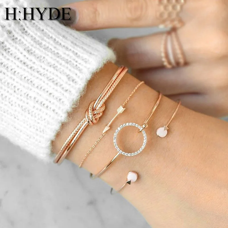 H:HYDE 4PCS Vintage Knot Circle Arrow Charm Bracelets Set For Women Stone Open Bangle & Bracelet Boho Jewelry Gifts Wholesale
H:HYDE 4PCS Vintage Knot Circle Arrow Charm Bracelets Set For Women Stone Open Bangle & Bracelet Boho Jewelry Gifts Wholesale