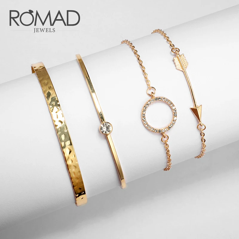 ROMAD 4Pcs/Set Fashion Round Crystal Charm Bracelet For Women Arrow Bump Bracelet Set Personality Party Bohemian Jewelry Gift R2
ROMAD 4Pcs/Set Fashion Round Crystal Charm Bracelet For Women Arrow Bump Bracelet Set Personality Party Bohemian Jewelry Gift R2