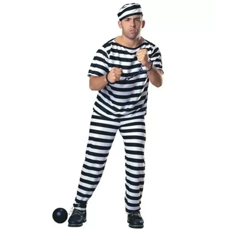 Halloween Adult Male White-Black Striped Prisoner Costume Halloween Adult Men Prisoner Cosplay Clothes
Halloween Adult Male White-Black Striped Prisoner Costume Halloween Adult Men Prisoner Cosplay Clothes